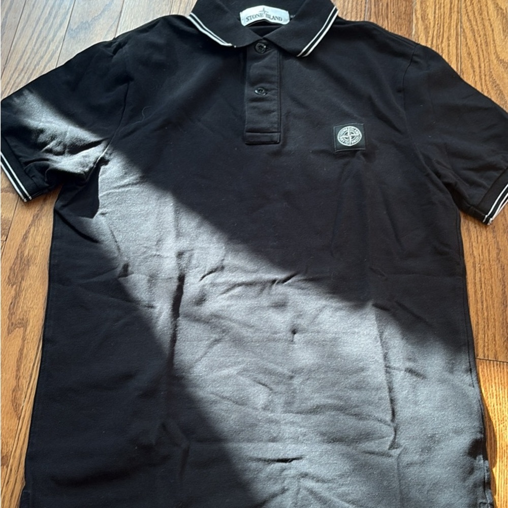 Stone Island Black Polo Shirt with White Trim